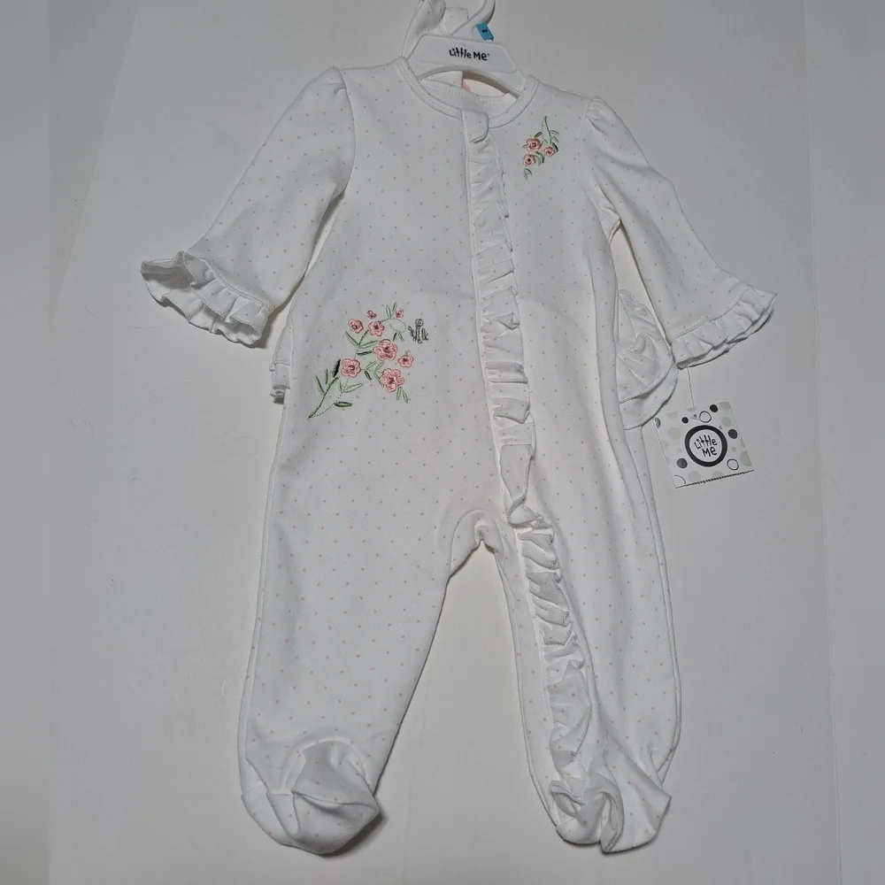 Little Me White and Pink Polka Dot Outfit